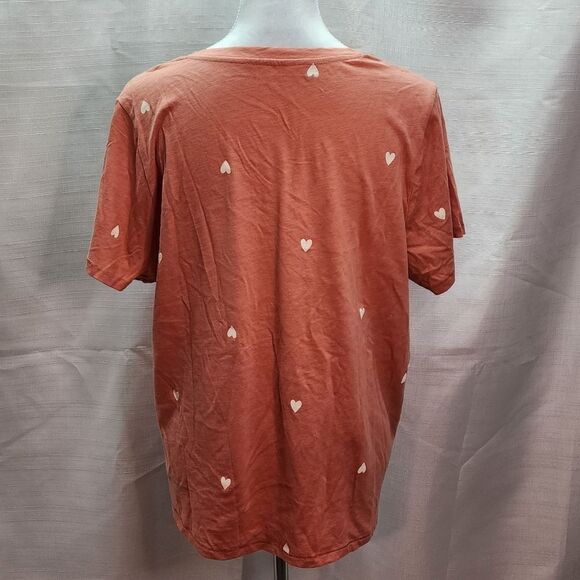 Sonoma Rust Orange Heart Print Everyday Short Sleeve Tee Size XXL Petite - Picture 6 of 6